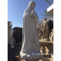 Scultura in marmo bianco religioso Vergine Maria di grandi dimensioni